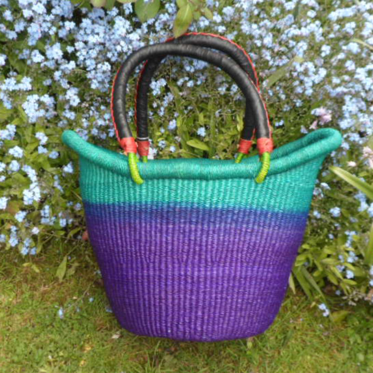 Nyariga dip dye shopping basket medium teal, blue and purple