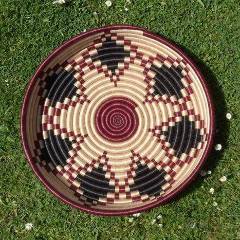Maroon, black and natural large tray /wall decoration