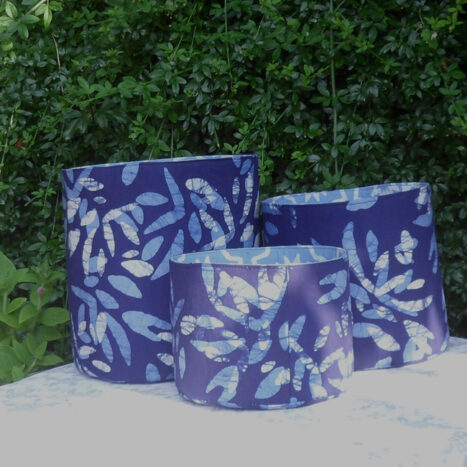 Set of three fabric bins dark blue