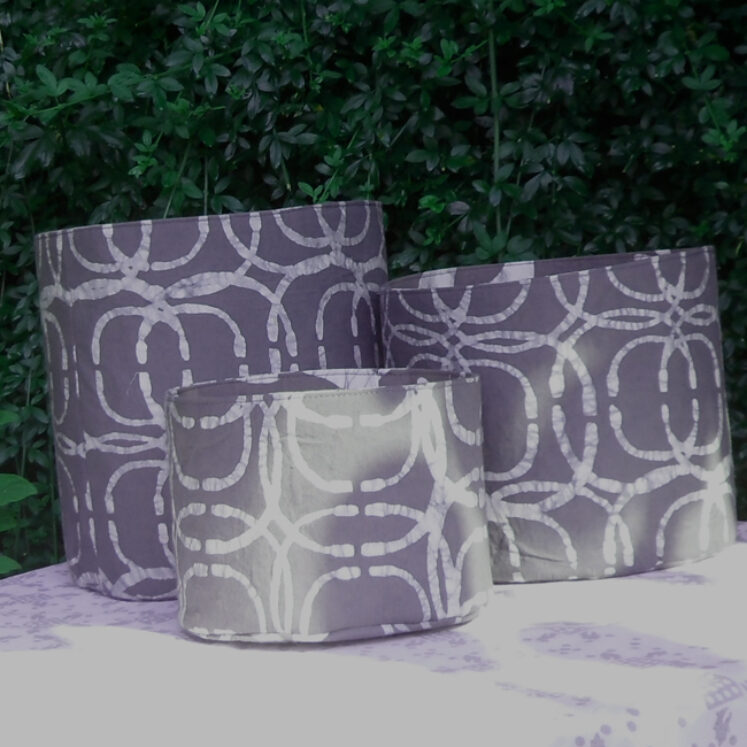 Set of three fabric bins dark grey