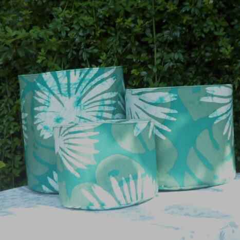 Set of three fabric bins green