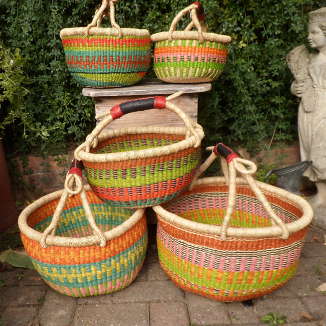 Bolga 10″ round market basket – 231015