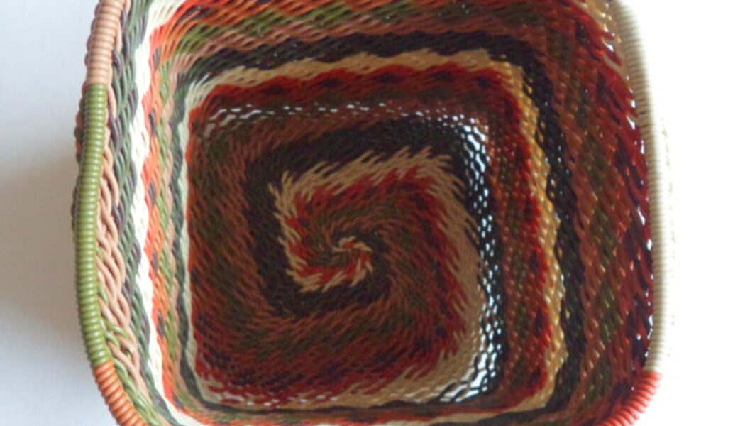 Telephone Wire Basket Orange and Browns Square