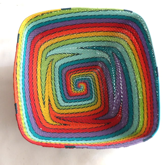 Telephone Wire Basket Rainbow Square