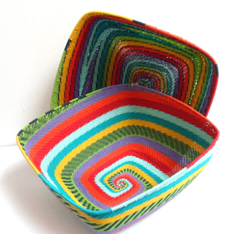 Telephone Wire Basket Rainbow Square