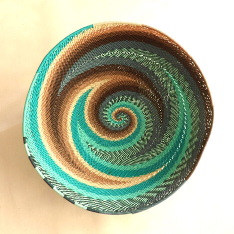 Telephone Wire Basket Turquoise and Brown