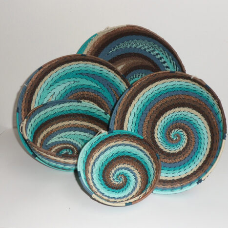 Telephone Wire Basket Turquoise and Brown