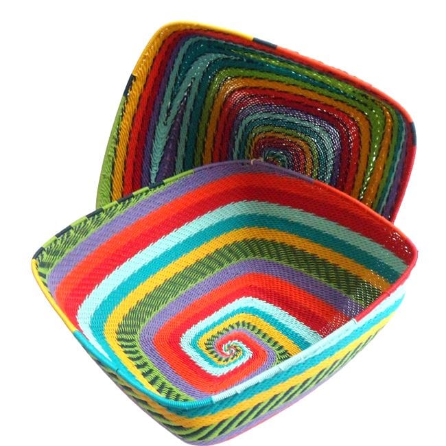 Telephone Wire Basket Rainbow Square