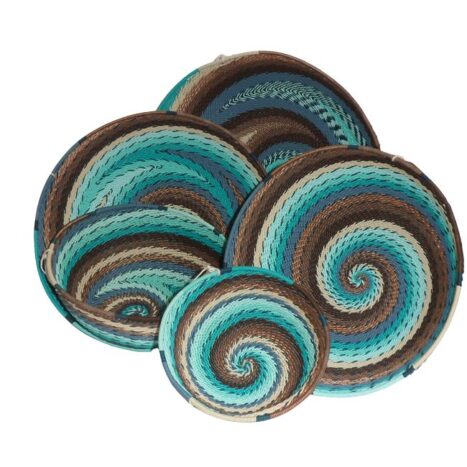 Telephone Wire Basket Turquoise and Brown