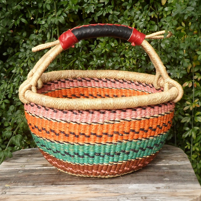 Bolga 12″ round market basket – 4