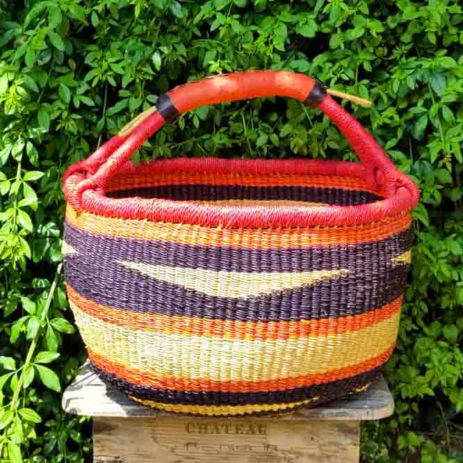 Bolga large round market basket – R1