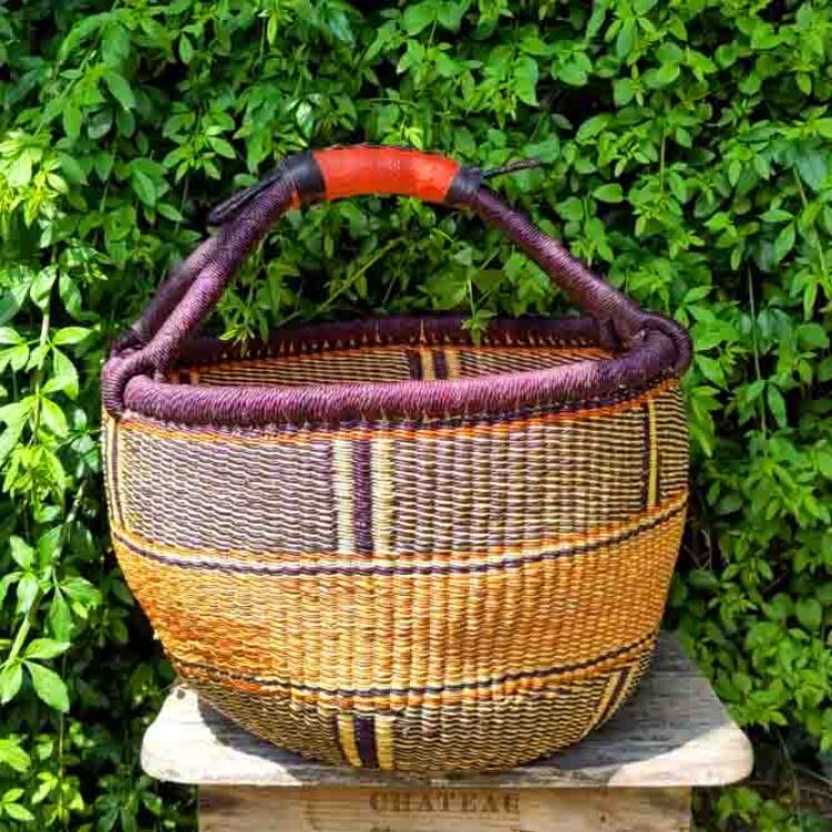 Bolga large round market basket – R2
