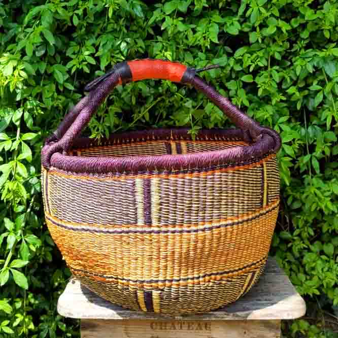 Bolga large round market basket – R2
