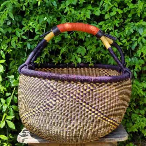 Bolga large round market basket – R4