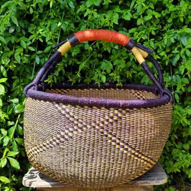Bolga large round market basket – R4